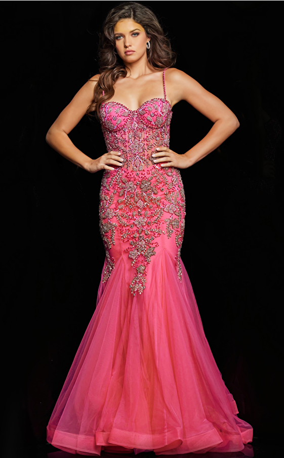 hot pink corset bodice gown 23125