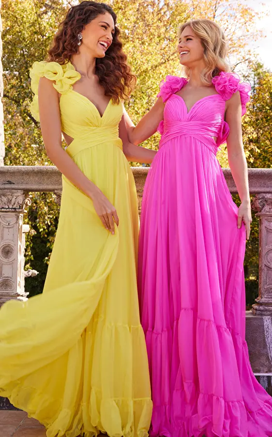pink and yellow prom dress 23322