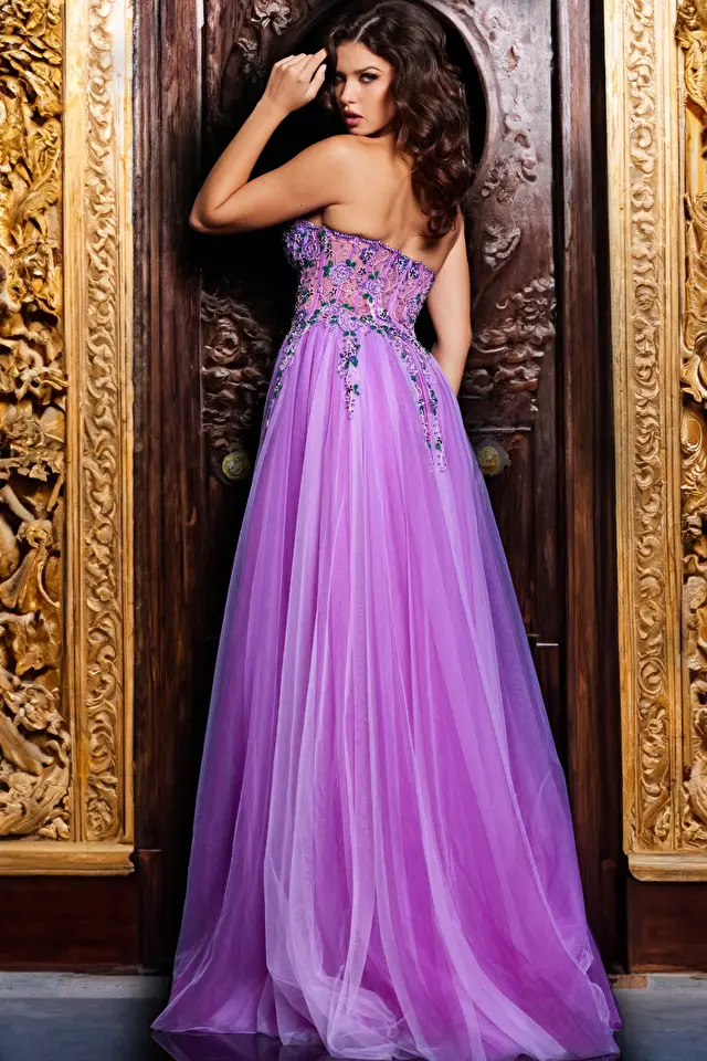 Long A line lilac dress 23709