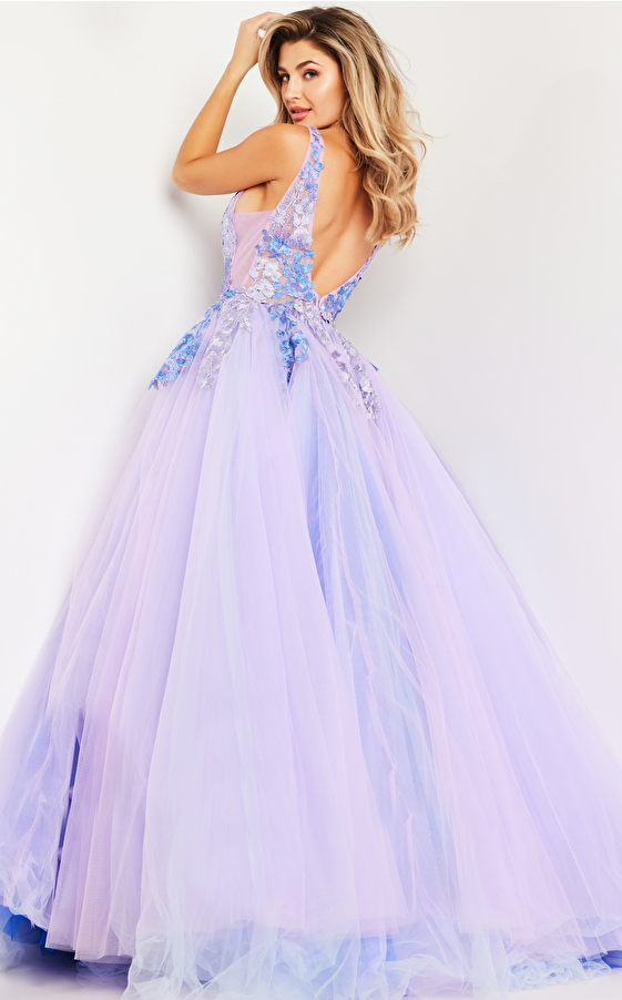 Lilac multi open back gown 24602
