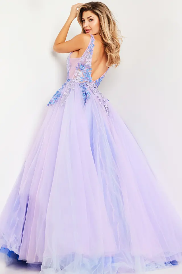 Lilac multi open back gown 24602