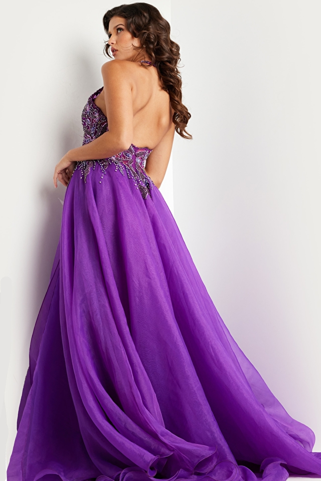 Floor length purple prom gown 25964