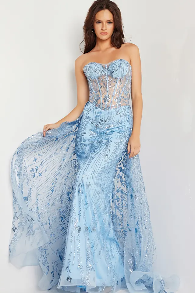 Model wearing Jovani style 26113 mermaid prom dress