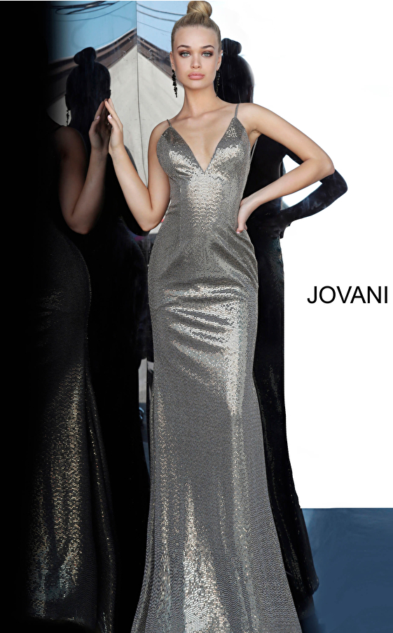 Jovani 2811 Backless Metallic Prom Dress