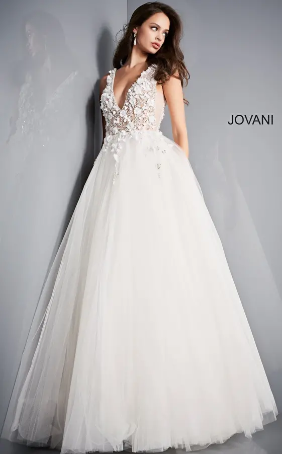 Ivory prom Jovani ballgown 3110