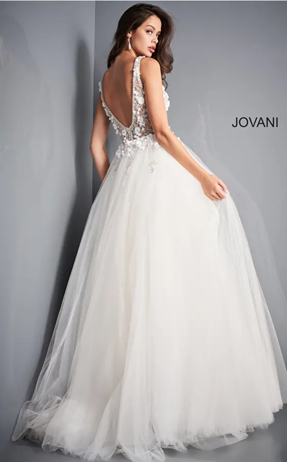 Ivory tulle Jovani prom gown 3110