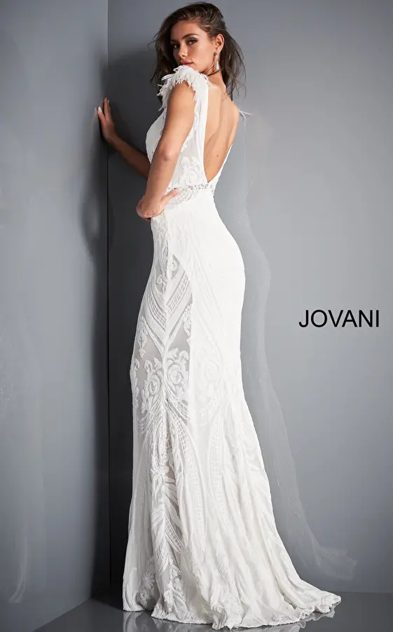 White sequin Jovani dress 3180