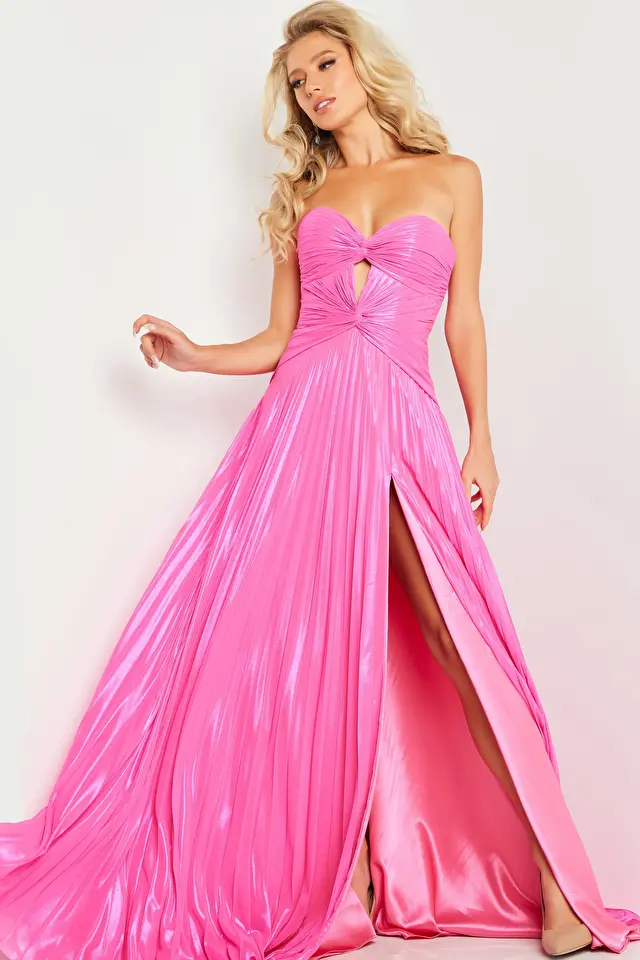 Model wearing Jovani style 36461 pink dress