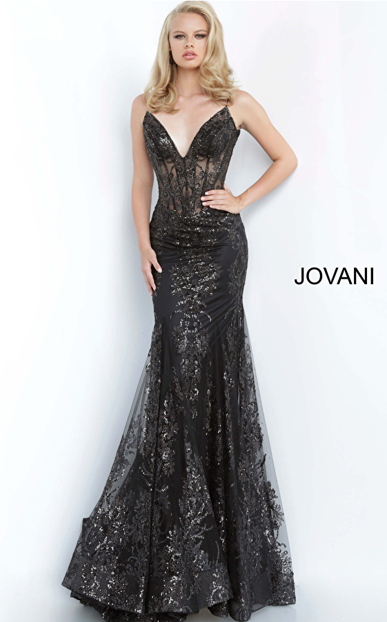 black fitted long prom dress 3675