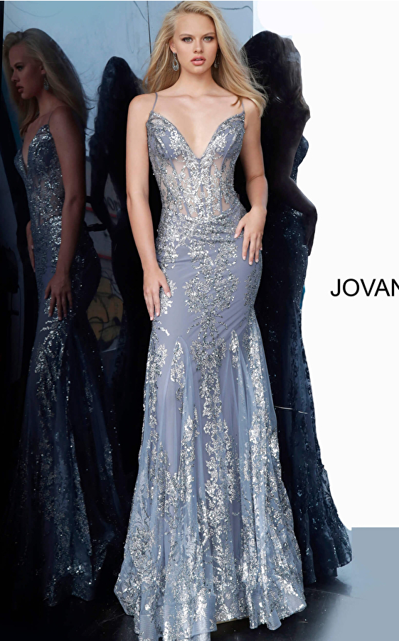 Jovani 3675 | Rose Gold Corset Bodice Mermaid Prom Dress