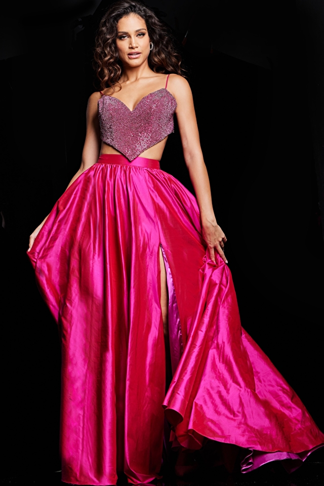 Model wearing Jovani style 37045 prom dress