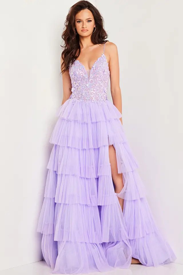 Model wearing Jovani style 37190 prom dress