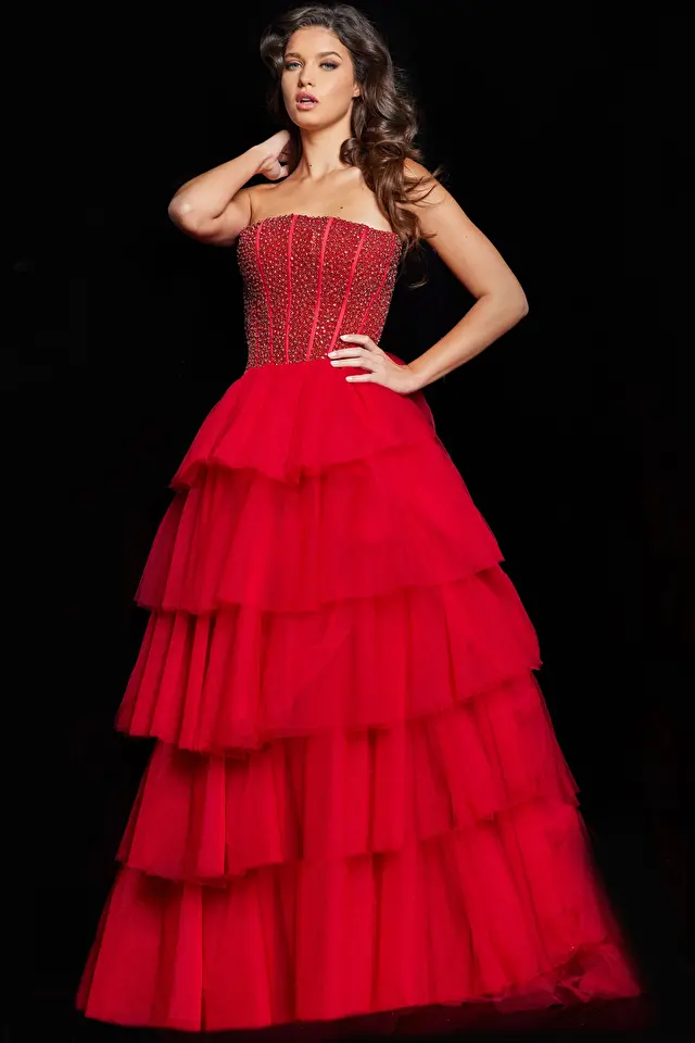 Model wearing Jovani style 37210 prom dress