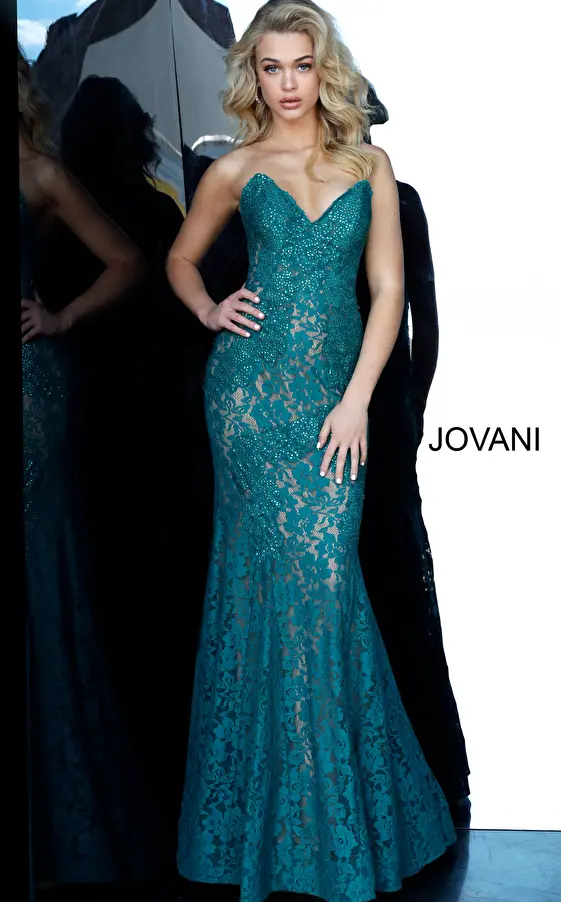 Emerald lace Jovani prom dress 37334