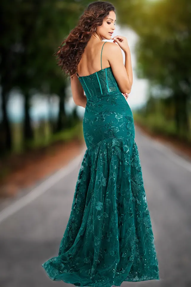 lace green dress 38004