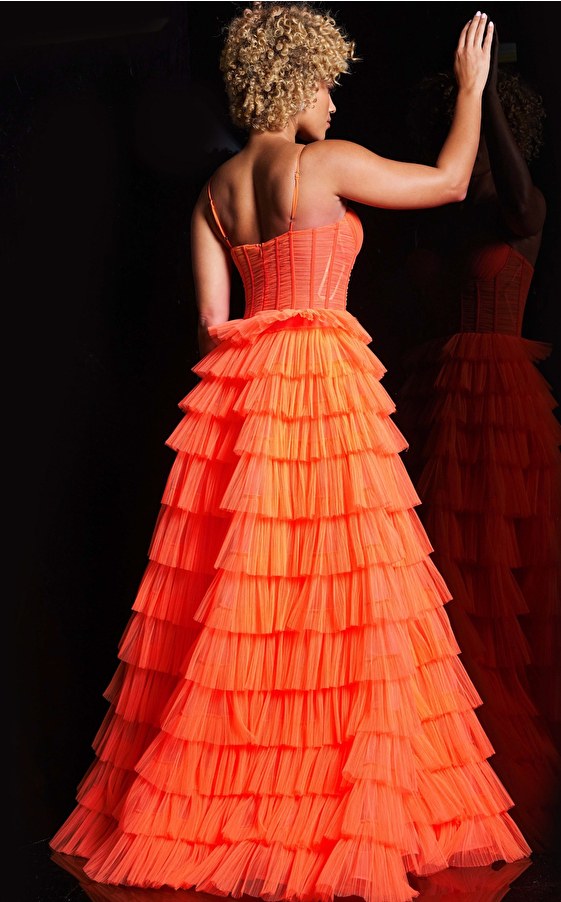 Jovani Dress 38277 | Orange illusion bodice gown