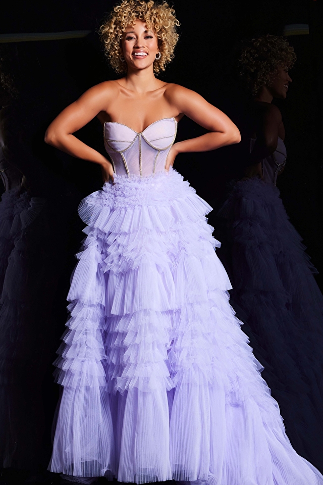 jovani Lilac Sweetheart Neckline Ball Gown 38539