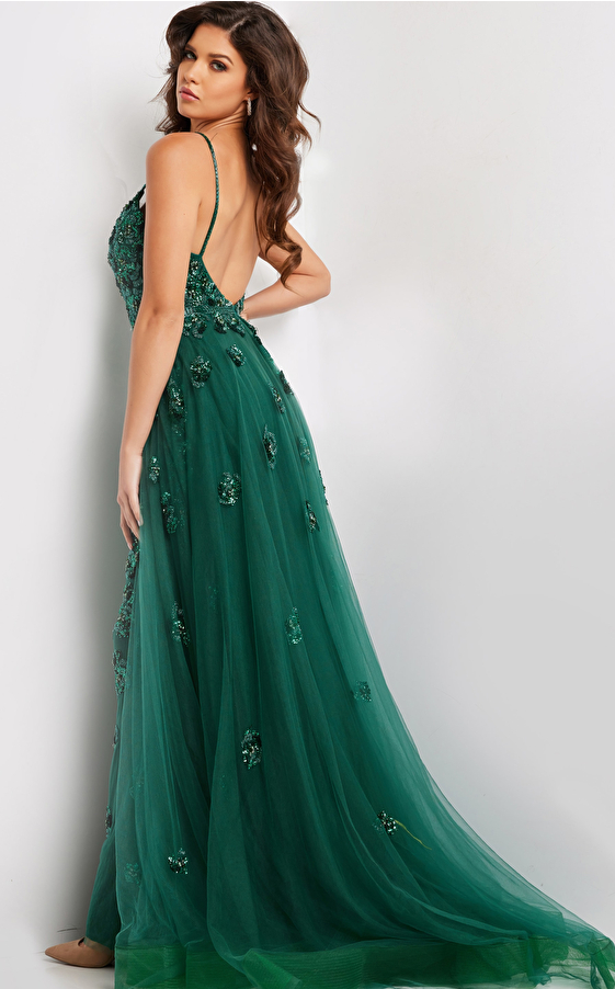 Jovani Dress 39434 | Emerald long beaded dress 39434