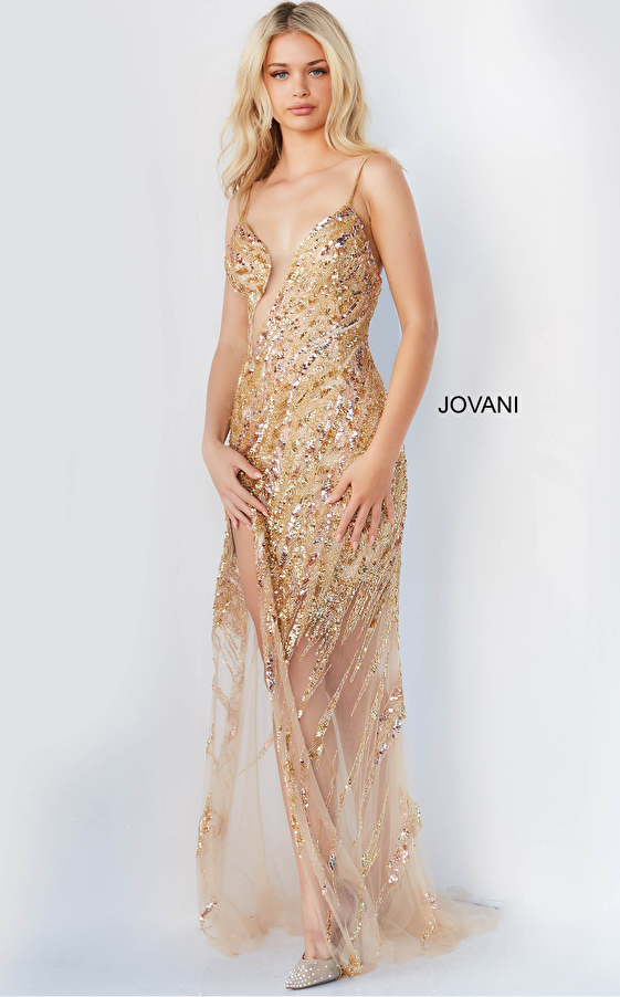 Jovani 04195 Aqua Embellished Sexy Long Prom Dress