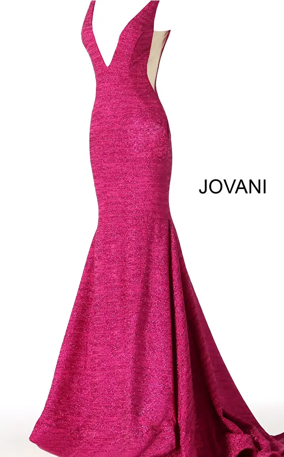 Burgundy Fitted Jovani Prom Gown 47075