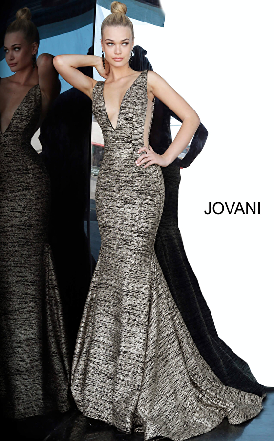 Burgundy Fitted Jovani Prom Gown 47075