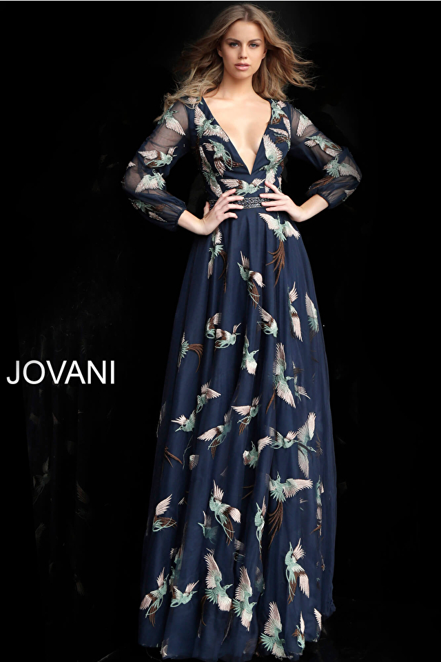 Model wearing Jovani style 55717 dress