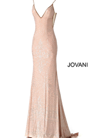 blush glitter backless embellished prom dress 57897