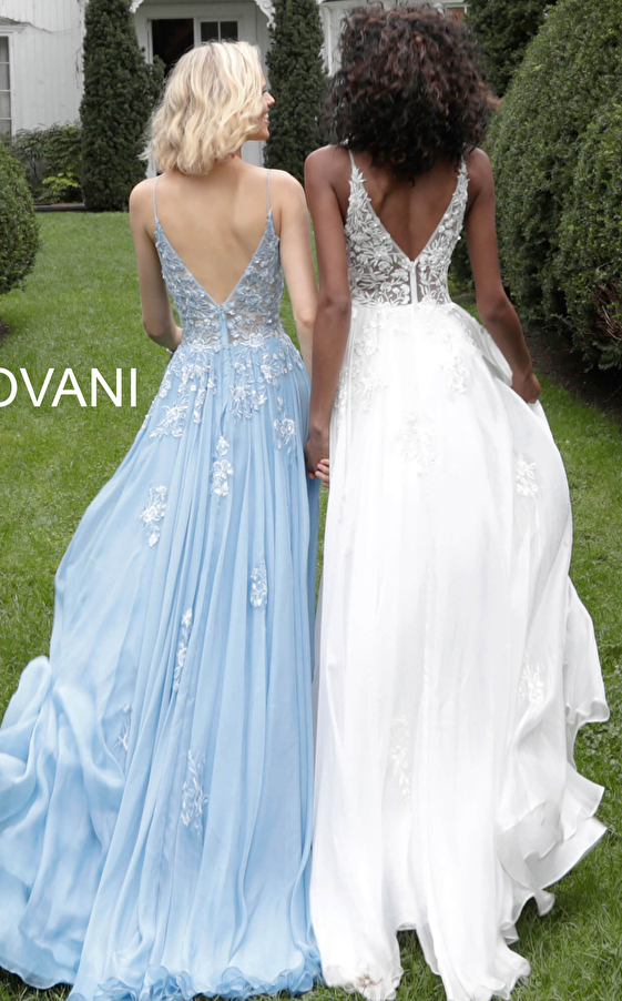 white and blue open back dress 58632