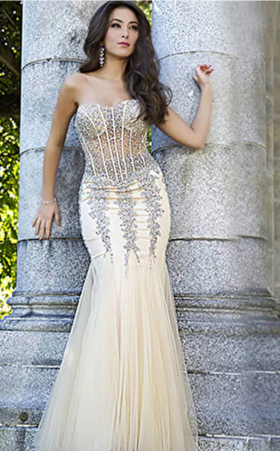 Jovani 5908 Cloud Blue Strapless Embellished Plus Size Prom Dress