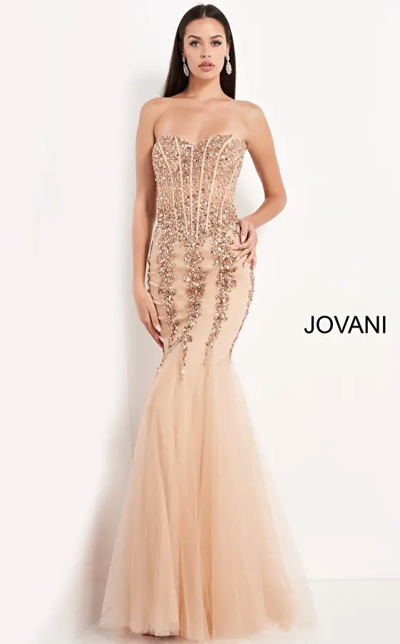 Jovani 5908 Green Beaded Prom Dress