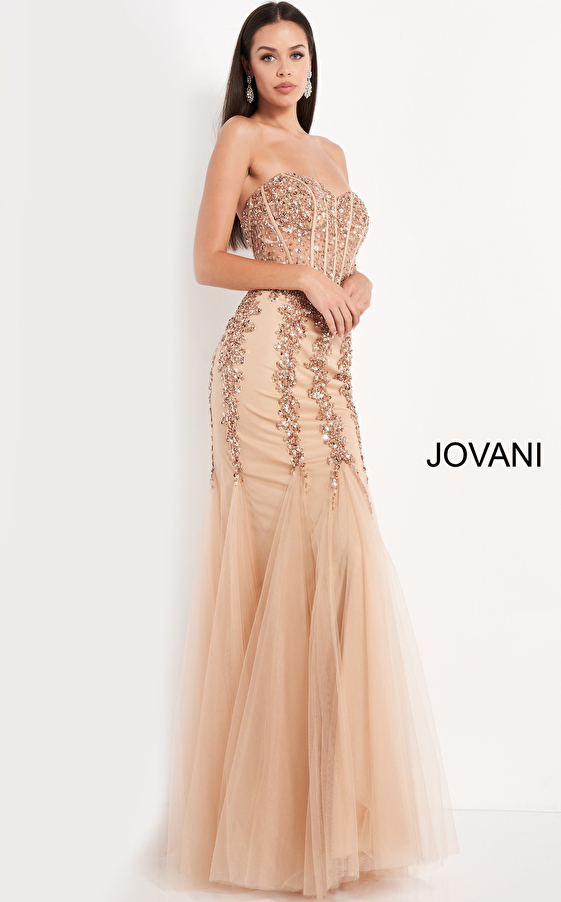 Plus Size Prom Dress Jovani 5908 Cloud Blue Strapless Embellished