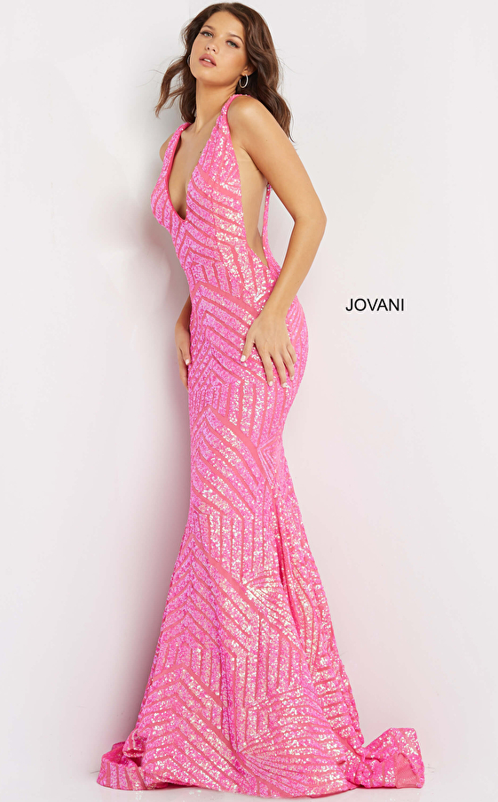Jovani 59762 Embellished Sexy Low V Prom Dress