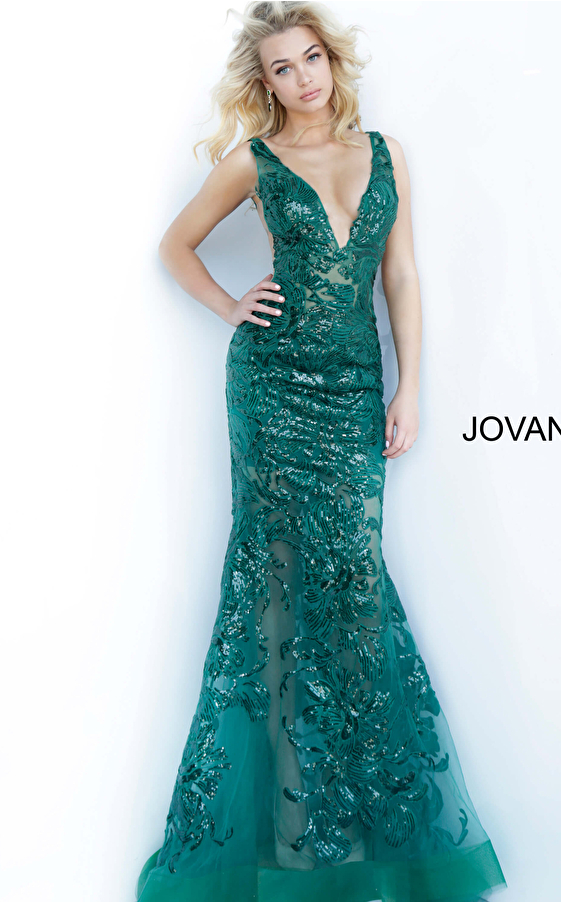Jovani 60283 Red Embellished Illusion Plus Size Prom Dress