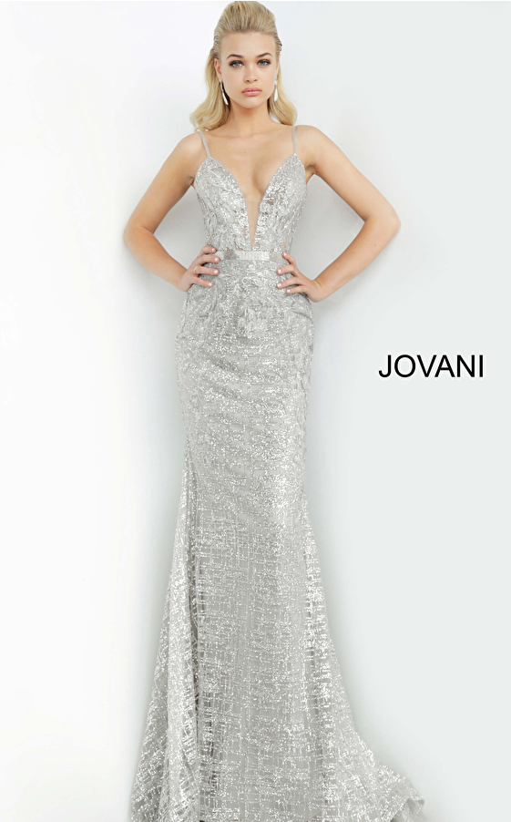 jovani Jovani 62517 Silver Mermaid Dress 