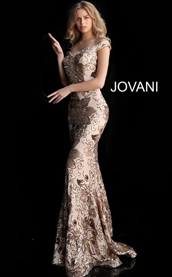 Jovani 63516 Copper Gold Embellished Mother of the Bride Dress