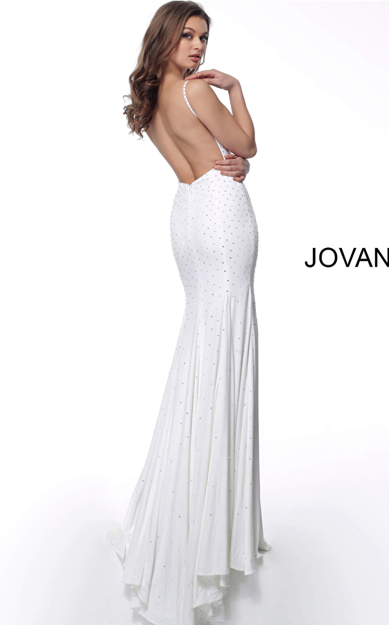 White Jersey Beaded Dress 63563