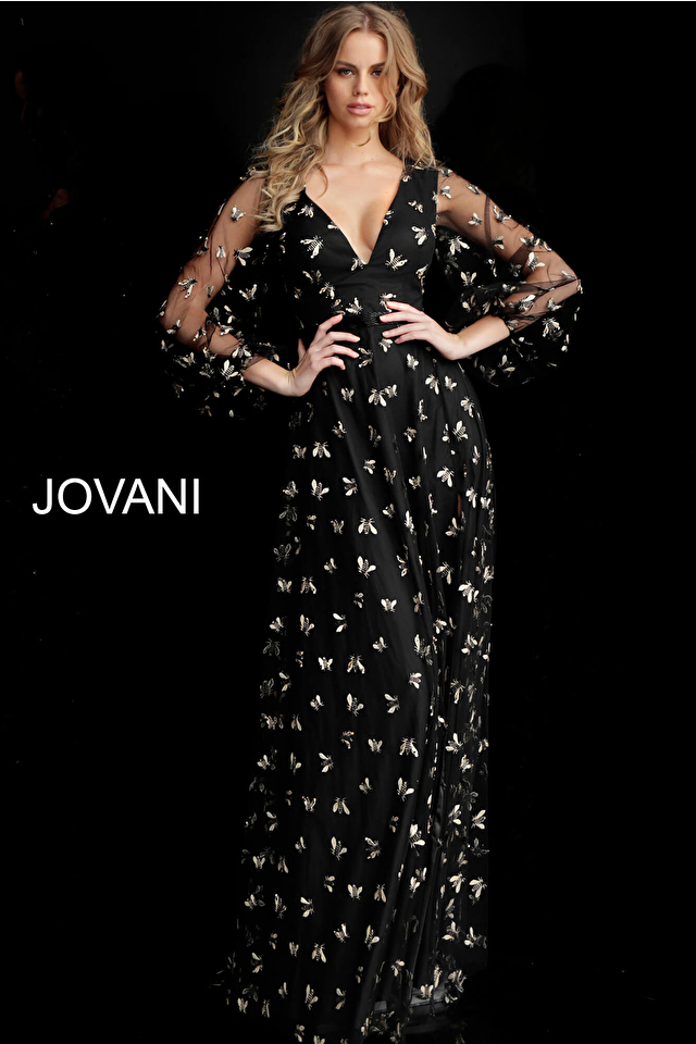 Model wearing Jovani style 63582 dress