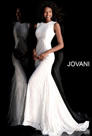 Jovani white high neck embellished prom gown 64807