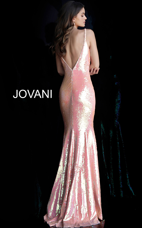 Sequin Plunging Neckline Fitted Jovani Dress 65070