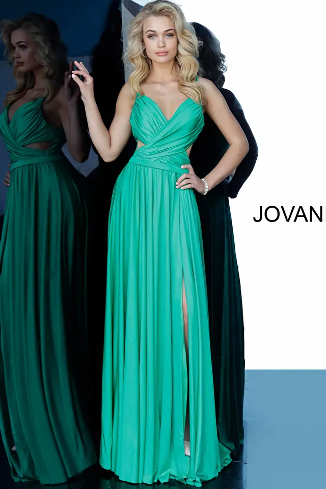Model wearing Jovani style 68642 dress