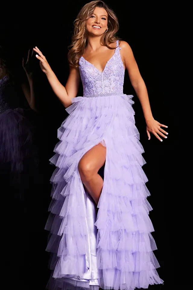 Model wearing Jovani style 37001 prom dress