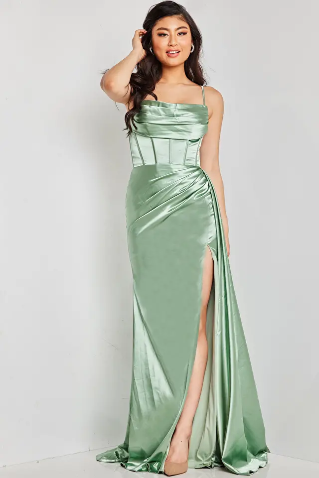 Model wearing Jovani style JVN37095 prom dress