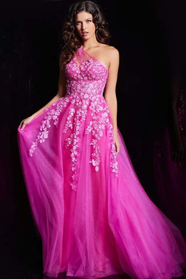 Model wearing Jovani style 39318 prom dress