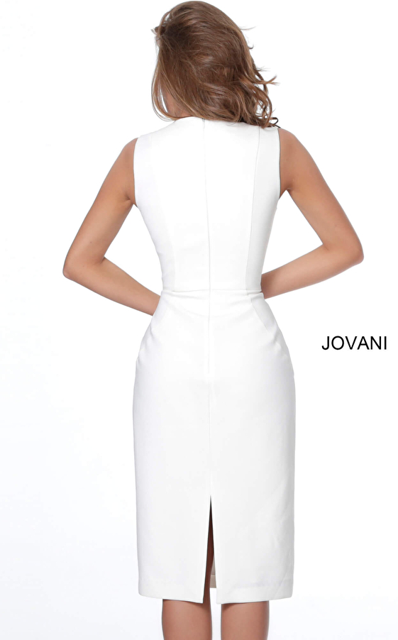 ivory knee length Jovani dress 03567
