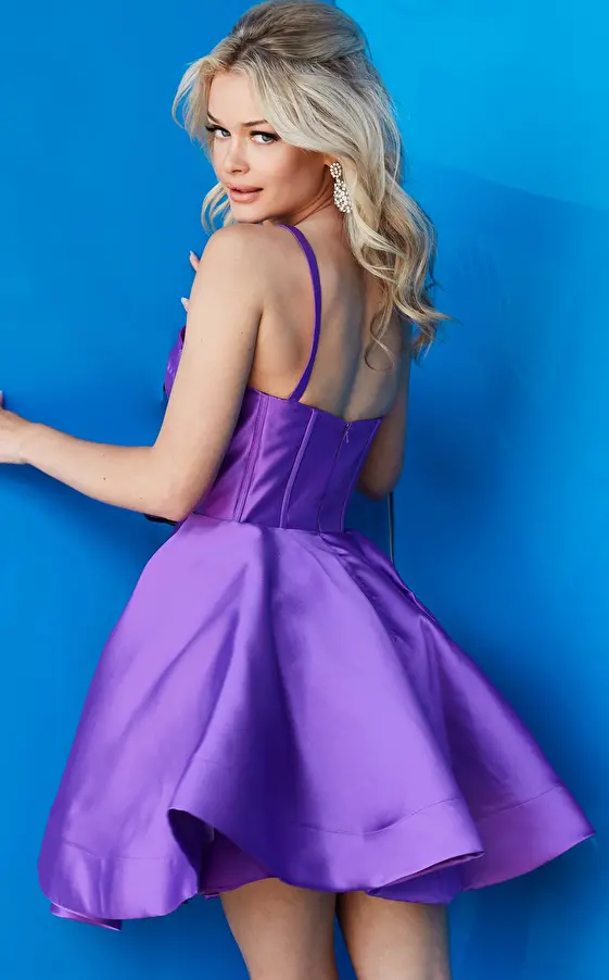 Fit and flare purple cocktail dress 09464