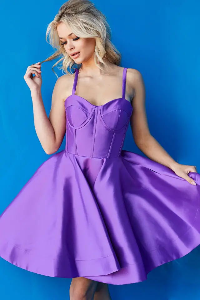 Model wearing Jovani style 09464 corset dress