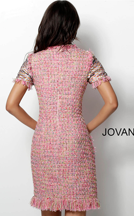 Jovani 63219 Short multi color knitted dress