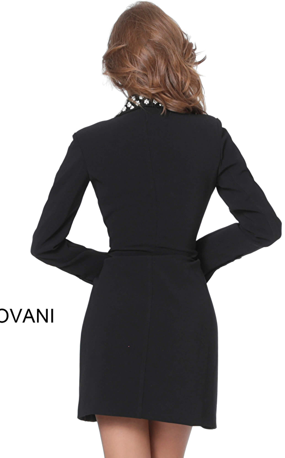 Jovani M03416 Black Double Button Blazer Dress