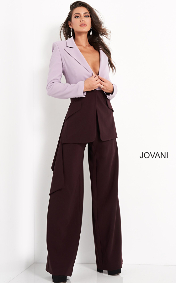 jovani Purple Two Piece Contemporary Pantsuit M04268