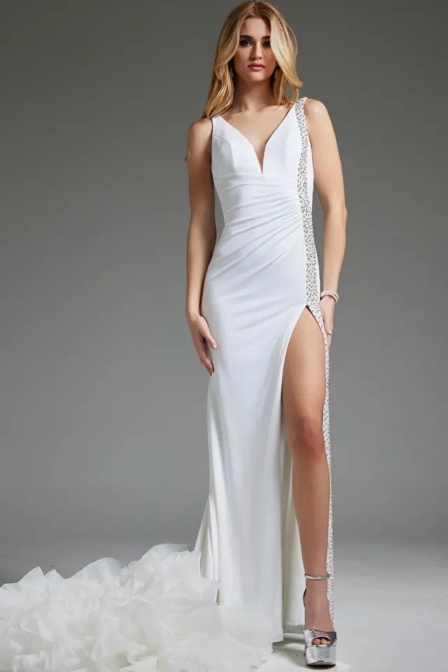 Model wearing Jovani style 38993 dress